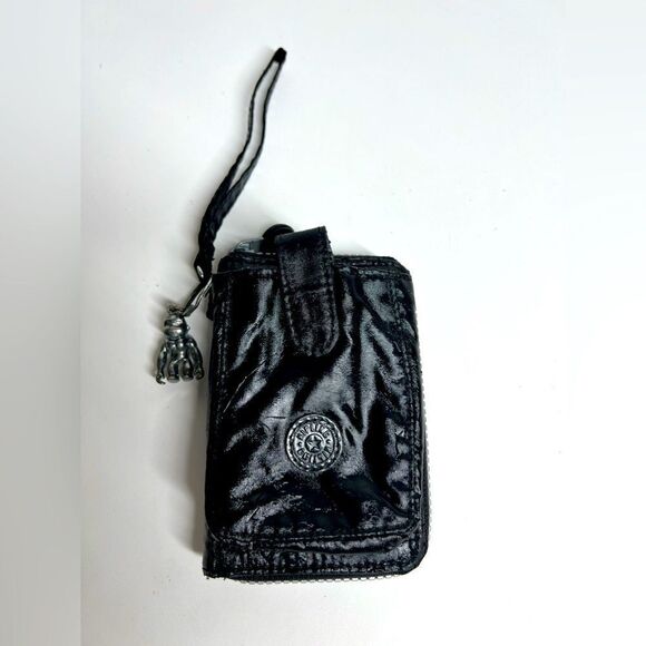 Kipling PATTIE PATENT WALLET WRISTLET Black - Picture 1 of 14